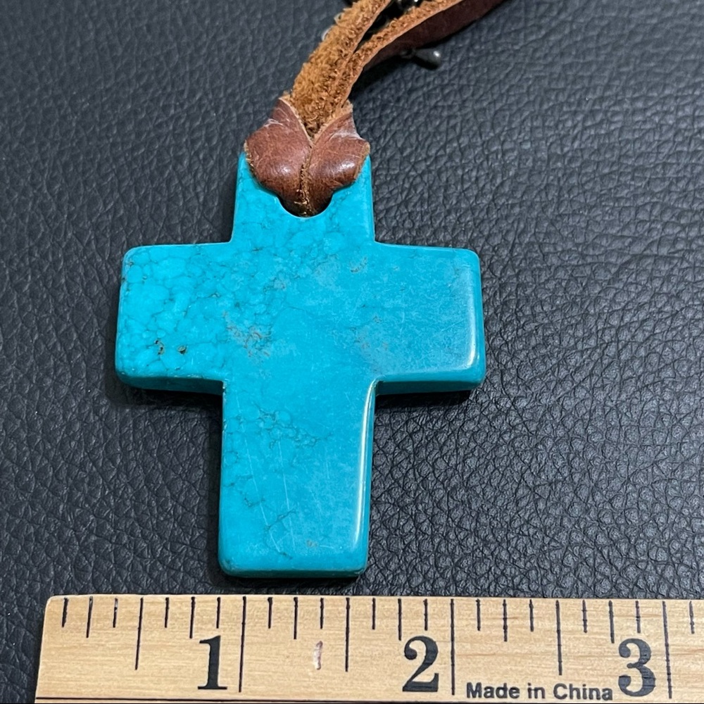 Turquoise and Leather necklace.